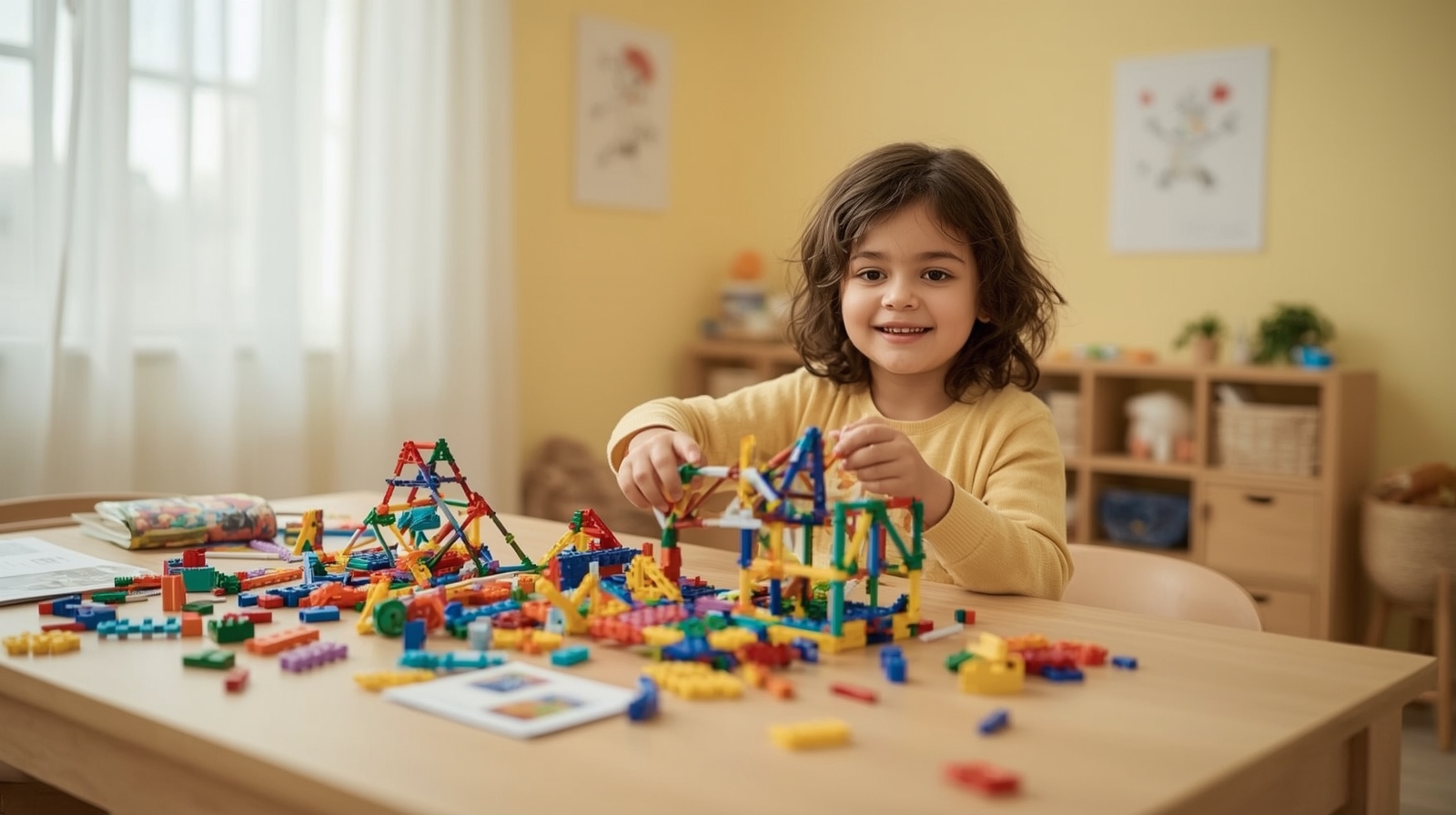 Little Builder playing with a Building Set Toy